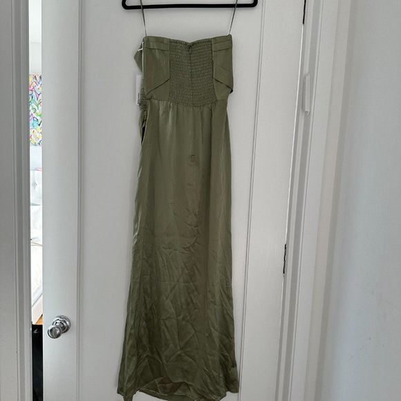 NWT Reformation Barrow Silk Maxi Dress Sz 6 in Artichoke Strapless Wrap - Picture 11 of 12